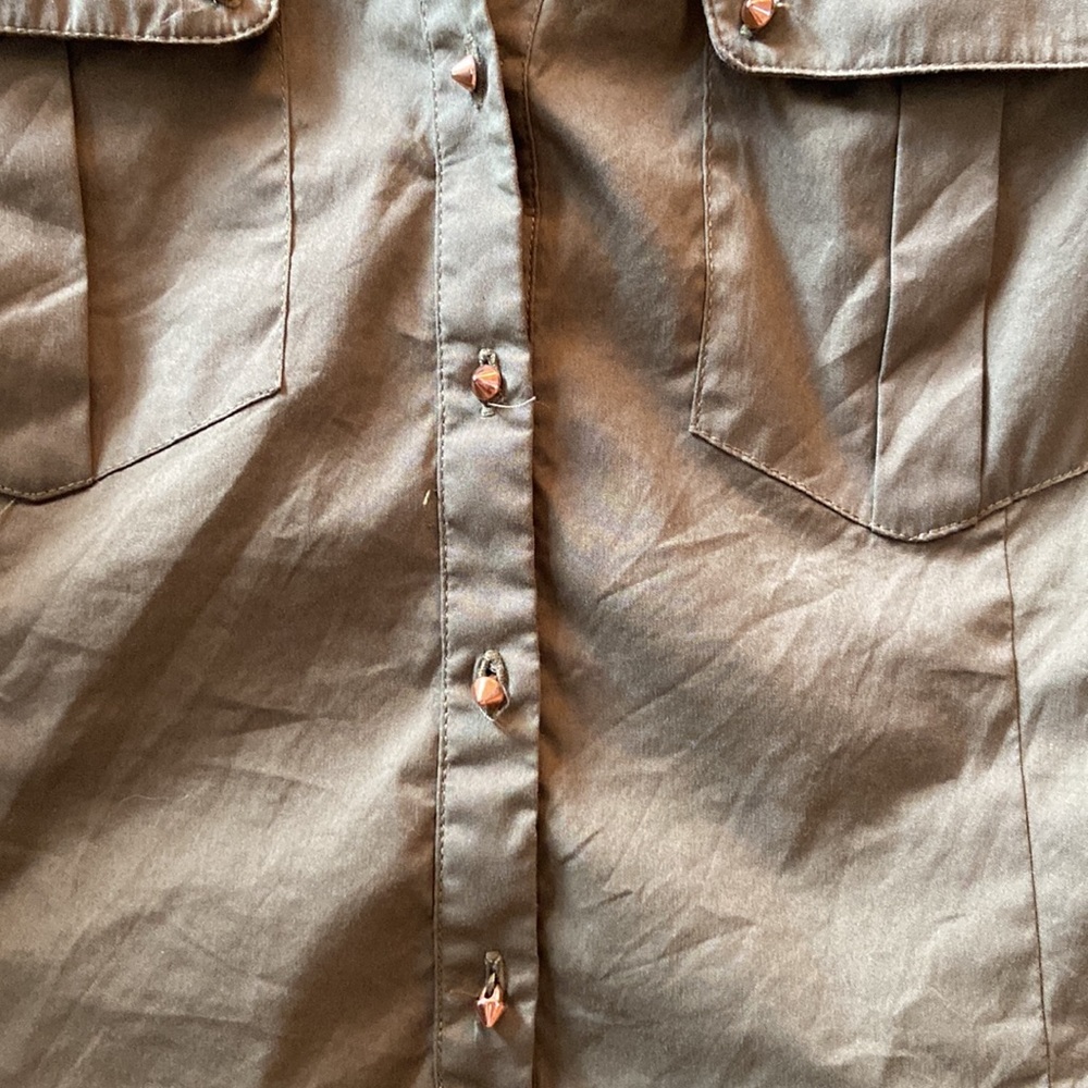 Zara Army Green Button Down Collared Shirt Size Medium - Picture 4 of 6